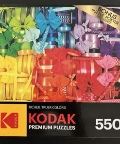 50605 - Kodak - RoseArt - 24" x 18" - Karen M. Romanko - Rainbow Ribbons and Bows - 550 Piece