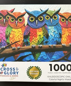 10380 - Cross & Glory - 20" x 27" - Brain Rock - Kaleidoscopic Owls: Colorful Night's Watch - 1000 Piece