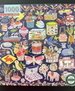 11094 - eeboo - 23" x 23" – Sarah V. Battle - The Cat & The Yarn – 1000 Piece
