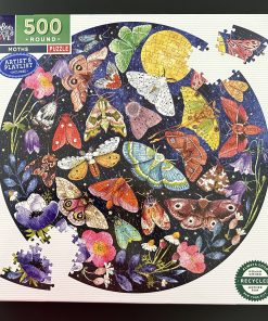 50738 - eeboo - Shaped - 23" – Maria Over - Moths – 500 Piece