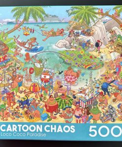 50487 - RoseArt - Cartoon Chaos – 24″ x 18″ – Bart Slyp & Elvira - Loco Coco Paradise – 500 Piece